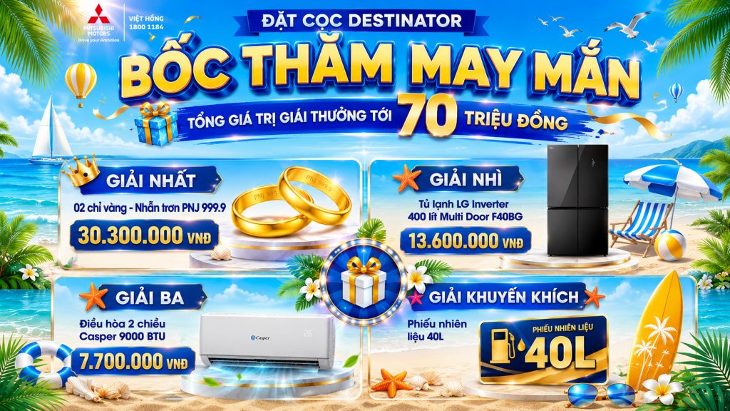 ĐẶT CỌC DESTINATOR – BỐC THĂM MAY MẮN TỔNG GIÁ TRỊ LÊN TỚI 70 TRIỆU ĐỒNG